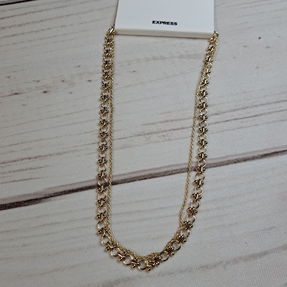 Express Double Layer Gold Tone Necklace